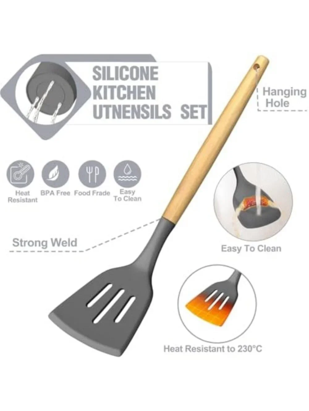 34PCS Silicone Kitchen Utensil Set - Heat Resistant Gadgets & Tools with Grater